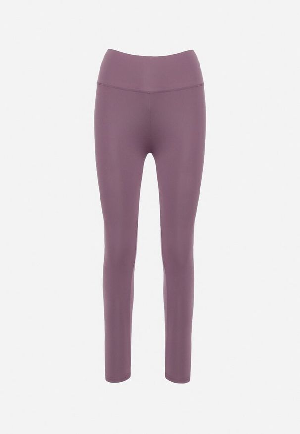 Born2be - Fioletowe Legginsy Sportowe z Wysokim Stanem Pierra. Okazja: do pracy. Stan: podwyższony. Kolor: fioletowy. Długość: długie. Styl: sportowy