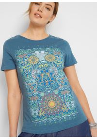 bonprix - T-shirt z nadrukiem. Kolor: niebieski. Wzór: nadruk #1