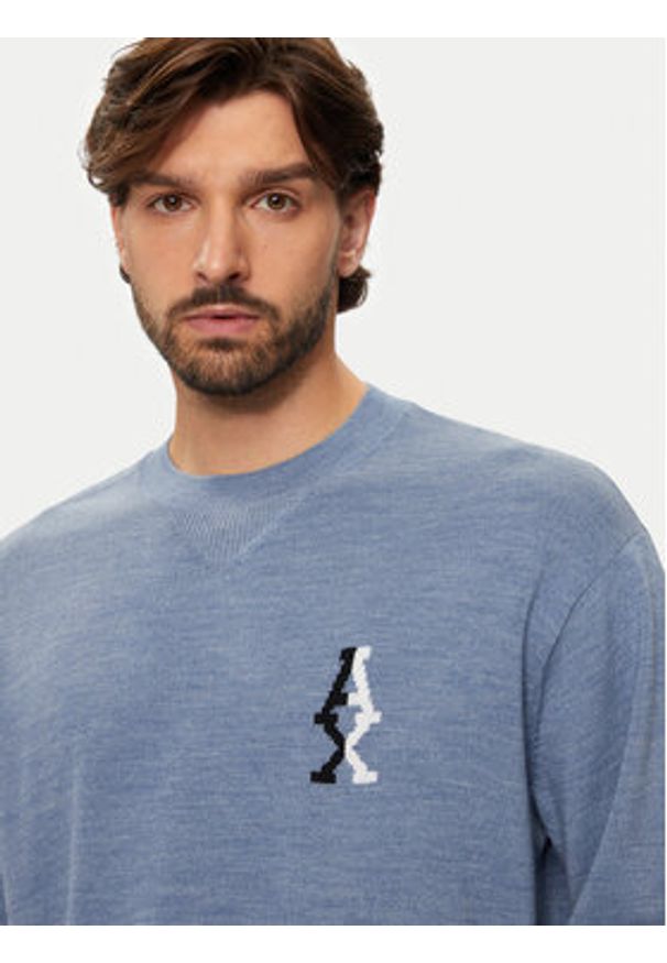 Armani Exchange Sweter 6DZM6H ZM5BZ 15DU Niebieski Regular Fit. Kolor: niebieski. Materiał: bawełna, syntetyk