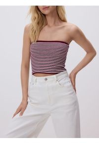 Reserved - Dzianinowy crop top - wielobarwny. Materiał: dzianina