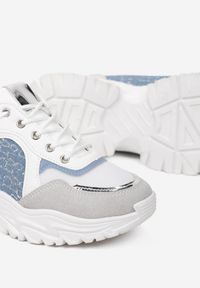 Born2be - Biało-Niebieskie Sneakersy Phaenousa. Zapięcie: sznurówki. Kolor: biały. Szerokość cholewki: normalna. Wzór: aplikacja #2