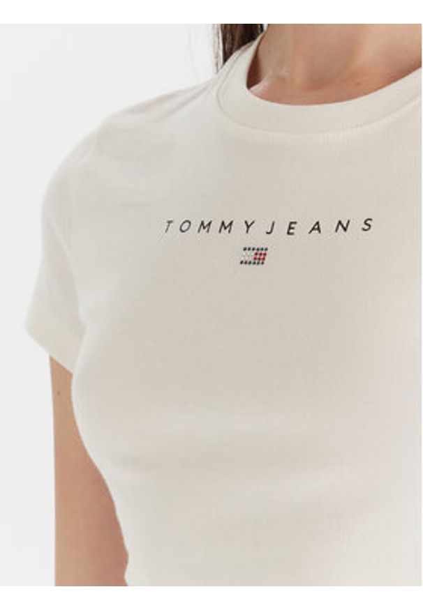 Tommy Jeans T-Shirt Bling Linear DW0DW21550 Biały Slim Fit. Kolor: biały. Materiał: bawełna
