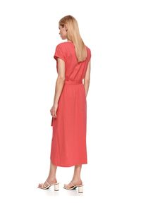 TOP SECRET - Sukienka bawełniana midi. Kolor: różowy. Materiał: bawełna. Długość rękawa: krótki rękaw. Typ sukienki: kopertowe. Długość: midi #2