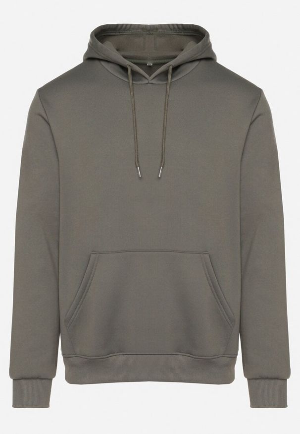 Born2be - Zielona Bluza z Kapturem i Kangurkową Kieszenią Envila. Okazja: na co dzień. Typ kołnierza: kaptur. Kolor: zielony. Materiał: jeans. Styl: casual, elegancki