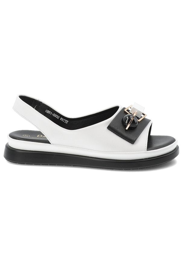 Sandały damskie S.Barski, ze skóry ekologicznej ozdobna klamra dekoracyjne kamienie lekka podeszwa casual letnie, białe, GR61-5932. Okazja: na co dzień. Zapięcie: klamry. Kolor: biały. Materiał: skóra ekologiczna. Wzór: geometria, aplikacja. Sezon: lato. Styl: casual