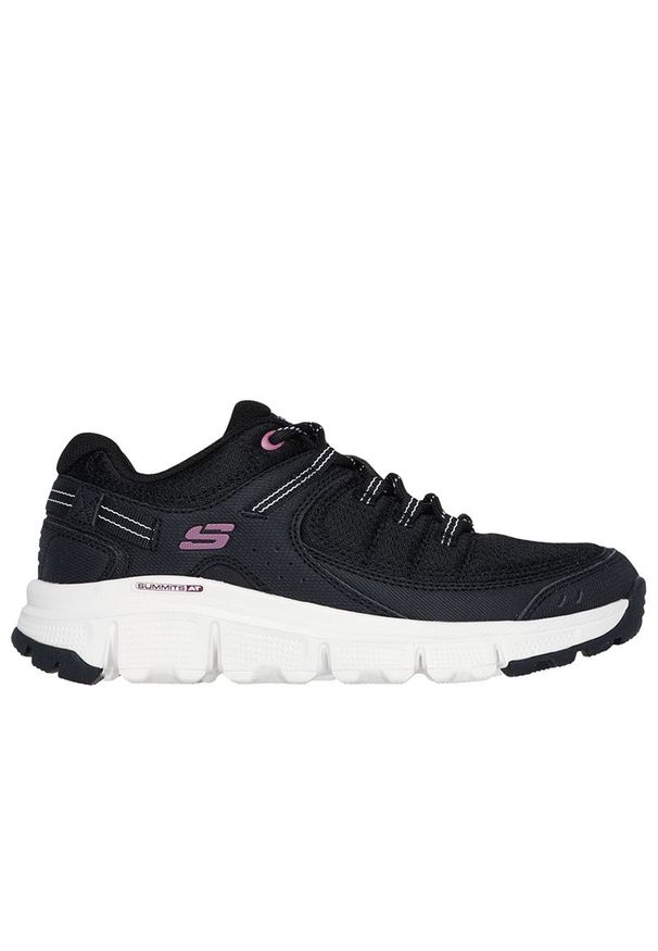 skechers - Buty damskie Skechers Summits AT Kissimme 180271BLK - czarne. Okazja: na co dzień, na spacer. Zapięcie: sznurówki. Kolor: czarny. Materiał: guma, materiał. Szerokość cholewki: normalna. Wzór: aplikacja. Model: Skechers Sport. Sport: turystyka piesza, fitness