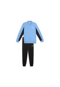 Puma - Męski dres inspirowany koszykówką z poliestru PUMA Team Light Blue. Kolor: niebieski. Materiał: dresówka, poliester. Sport: koszykówka