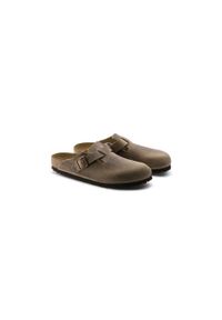 Klapki męskie Birkenstock Boston Tabacco. Okazja: na plażę. Kolor: beżowy. Materiał: materiał. Styl: sportowy