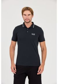 EA7 Emporio Armani - EA7 Granatowa męska koszulka polo, Rozmiar L. Typ kołnierza: polo. Kolor: niebieski