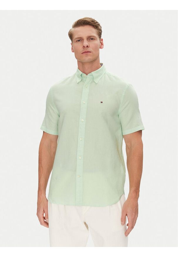 TOMMY HILFIGER - Tommy Hilfiger Koszula MW0MW40703 Zielony Regular Fit. Kolor: zielony. Materiał: bawełna