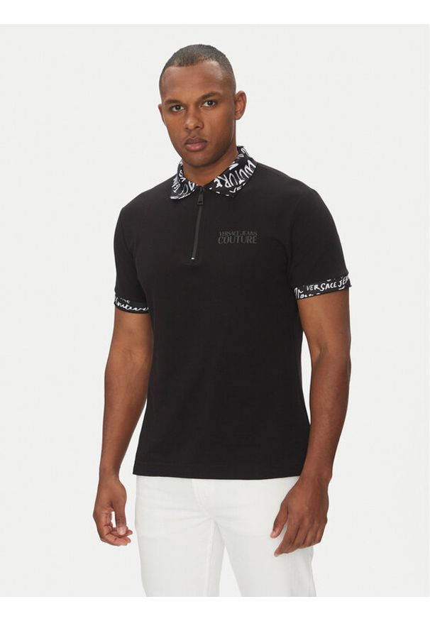 Versace Jeans Couture Polo 78GAGT02 Czarny Regular Fit. Typ kołnierza: polo. Kolor: czarny. Materiał: bawełna