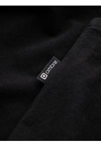 Ombre Clothing - Longsleeve męski z elastanem sygnowany z okrągłym dekoltem - czarny V3 OM-LSCL-0102 - XXL. Kolor: czarny. Materiał: elastan. Długość rękawa: długi rękaw. Wzór: jednolity, gładki. Styl: klasyczny #5