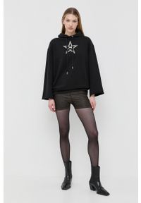 Pinko sukienka bawełniana kolor czarny mini oversize. Typ kołnierza: kaptur. Kolor: czarny. Materiał: bawełna. Długość rękawa: długi rękaw. Typ sukienki: oversize. Długość: mini #2