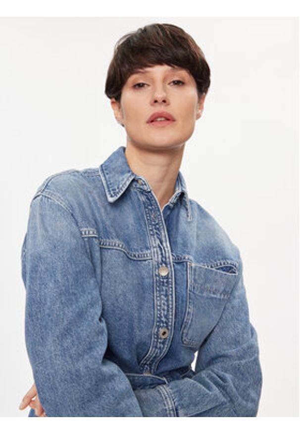 Pepe Jeans Kurtka jeansowa Mandy PL402393 Niebieski Regular Fit. Kolor: niebieski. Materiał: bawełna