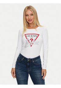 Guess Bluzka Icon W4YI33 I3Z14 Biały Slim Fit. Kolor: biały. Materiał: bawełna