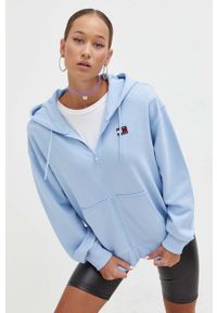 Tommy Jeans bluza bawełniana damska kolor niebieski z kapturem gładka. Typ kołnierza: kaptur. Kolor: niebieski. Materiał: bawełna. Wzór: gładki