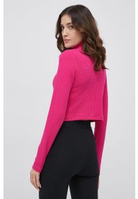 adidas Originals longsleeve Trefoil Moments HE6906 damski kolor różowy z półgolfem. Kolor: różowy. Materiał: bawełna, dzianina. Długość rękawa: długi rękaw. Wzór: gładki #2