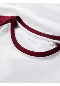 Ombre Clothing - Longsleeve męski z kontrastowymi raglanowymi rękawami – biało-bordowy V2 - Rozmiar: XXL. Okazja: na co dzień. Kolor: czerwony. Materiał: skóra, jersey, dzianina, materiał, bawełna. Długość rękawa: długi rękaw. Wzór: ze splotem. Styl: klasyczny, casual #3