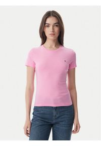 Tommy Jeans T-Shirt DW0DW20459 Różowy jasny Slim Fit. Kolor: różowy. Materiał: bawełna #1