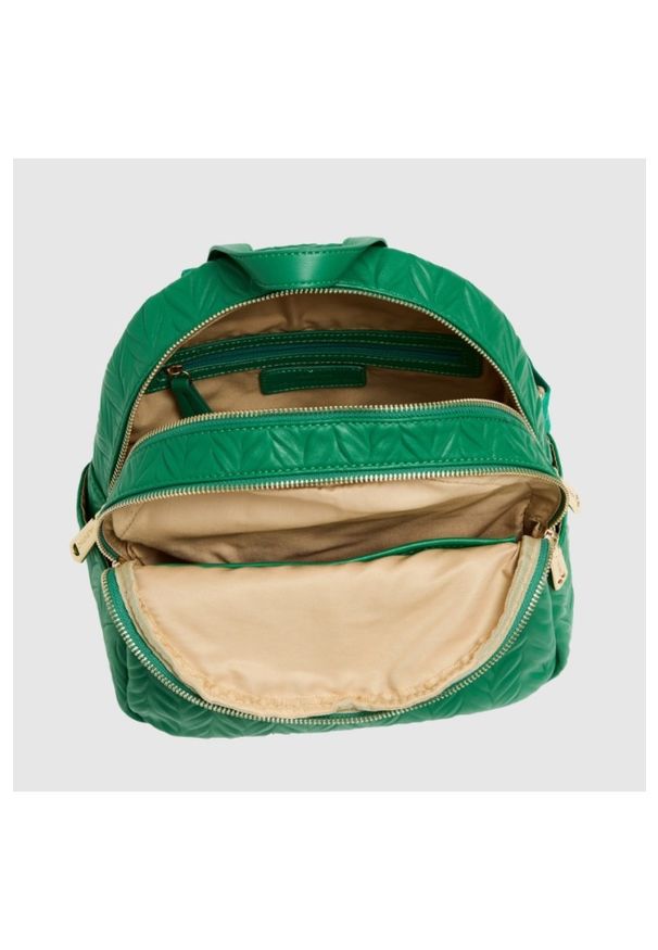 Valentino by Mario Valentino - VALENTINO Tłoczony zielony plecak z logo sunny re backpack. Kolor: zielony