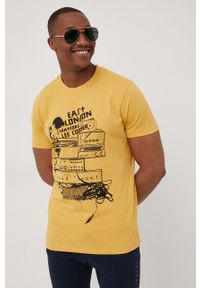 Lee Cooper t-shirt bawełniany kolor żółty z nadrukiem. Kolor: żółty. Materiał: bawełna. Wzór: nadruk