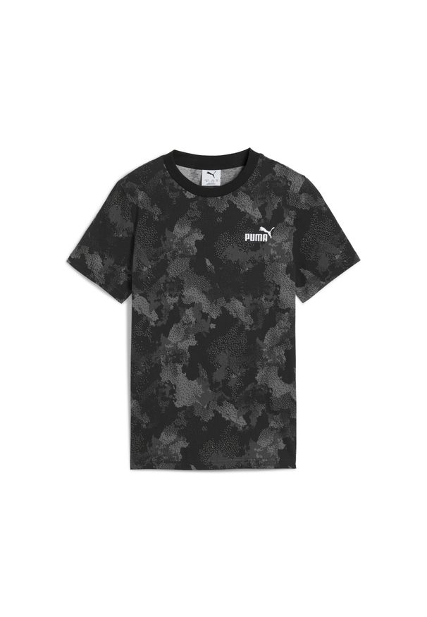 Puma - Młodzieżowa koszulka Essentials Camo z nadrukiem na całej powierzchni PUMA. Kolor: czarny. Wzór: nadruk. Sport: joga i pilates