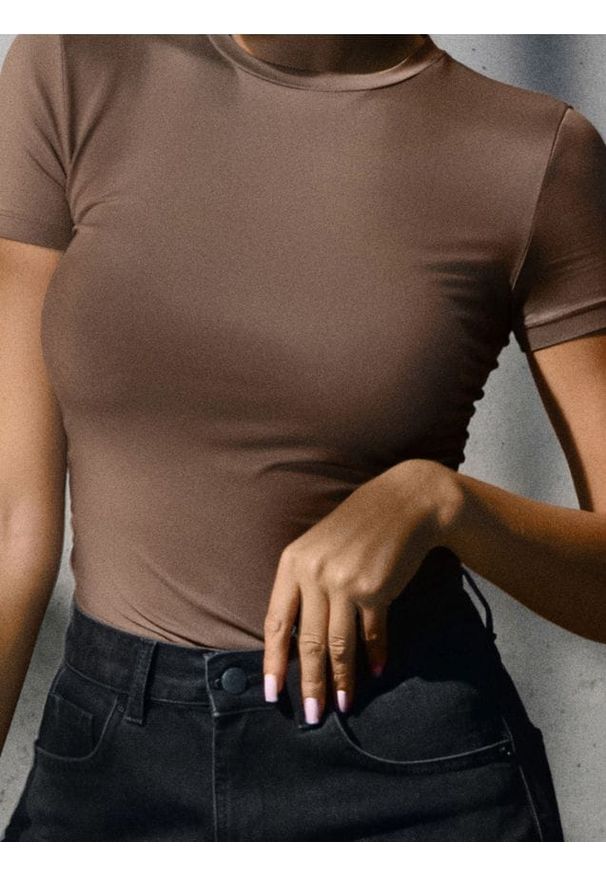 Sinsay - Bluzka - brązowy. Kolor: brązowy