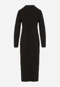 Born2be - Czarna Elegancka Sukienka z Ozdobnymi Guzikami i Paskiem z Klamrą Esmilea. Okazja: na spotkanie biznesowe, do pracy, na co dzień. Kolor: czarny. Długość rękawa: długi rękaw. Typ sukienki: proste. Styl: elegancki #3