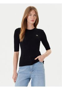 TwinSet - TWINSET Sweter 252TP3240 Czarny Regular Fit. Kolor: czarny. Materiał: wiskoza #1