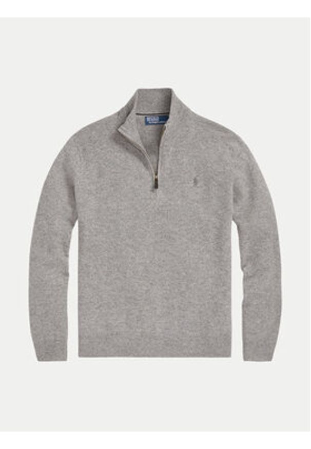Polo Ralph Lauren Sweter 710876756009 Szary Regular Fit. Typ kołnierza: polo. Kolor: szary. Materiał: wełna