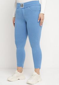 Born2be - Niebieskie Spodnie Skinny z Kieszeniami Afrina. Kolekcja: plus size. Kolor: niebieski. Długość: do kostek
