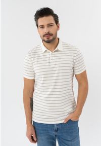 Volcano - Polo w paski O-LANTIANO. Typ kołnierza: polo. Materiał: prążkowany, bawełna, skóra, materiał. Wzór: paski. Sezon: wiosna, jesień, lato #1