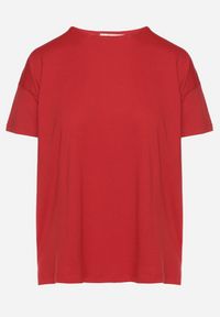 Born2be - Bordowy Klasyczny T-shirt Oversize z Bawełny Zivassa. Okazja: na co dzień. Kolor: czerwony. Materiał: bawełna. Styl: klasyczny #4