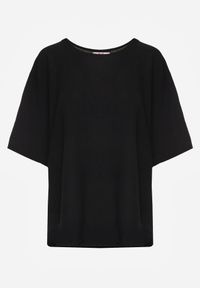 Born2be - Czarny Minimalistyczny T-shirt z Teksturowanej Tkaniny z Bawełną Shinost. Okazja: na co dzień, do pracy. Kolekcja: plus size. Kolor: czarny. Materiał: bawełna, tkanina. Styl: casual #2