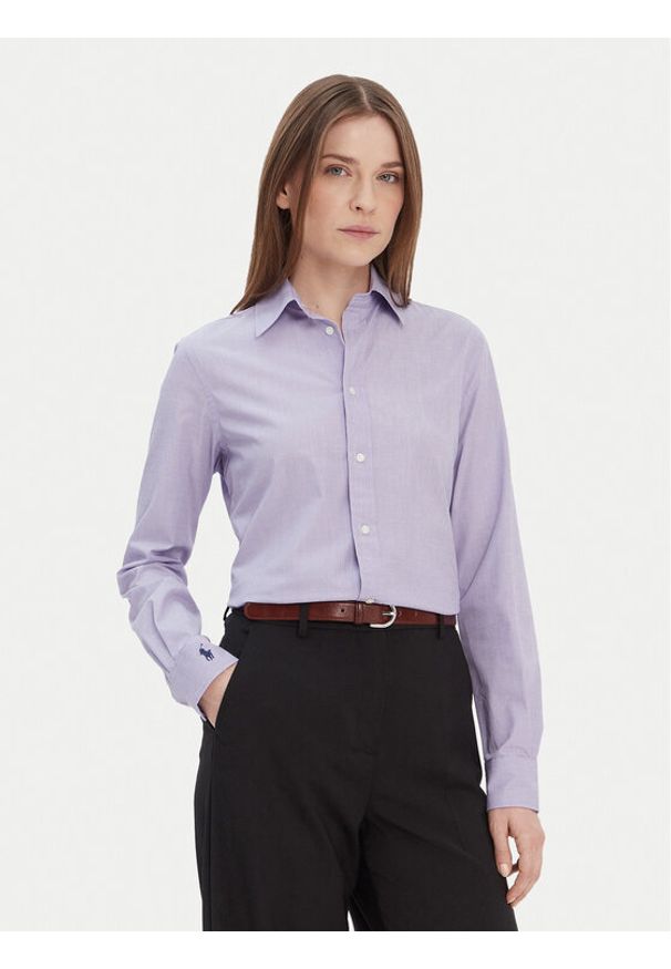 Polo Ralph Lauren Koszula 211941509003 Fioletowy Slim Fit. Typ kołnierza: polo. Kolor: fioletowy. Materiał: bawełna