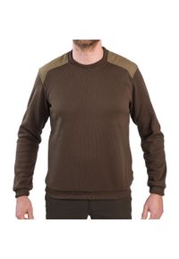 Sweter Outdoor SOLOGNAC 500. Kolor: brązowy. Materiał: tkanina, poliester, prążkowany, elastan, poliamid, materiał. Sport: outdoor