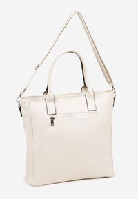 Renee - Beżowa Torebka Typu Shopper z Paskiem Crossbody Zdobiona Aplikacją Idaniela. Kolor: beżowy. Wzór: aplikacja. Dodatki: z aplikacjami. Materiał: zdobione. Styl: elegancki, casual. Rodzaj torebki: na ramię