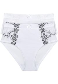 bonprix - Figi modelujące z delikatną koronką (2 pary). Kolor: biały. Materiał: poliamid, koronka. Wzór: gładki, aplikacja, haft, koronka #1