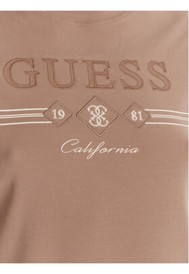 Guess T-Shirt V6GI06 K2967 Beżowy Regular Fit. Kolor: beżowy. Materiał: lyocell