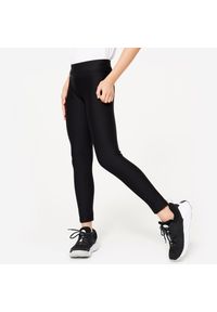 Decathlon - Legginsy dziecięce Domyos. Okazja: na uczelnię. Stan: podwyższony. Kolor: czarny. Materiał: materiał, elastan, poliester. Styl: sportowy