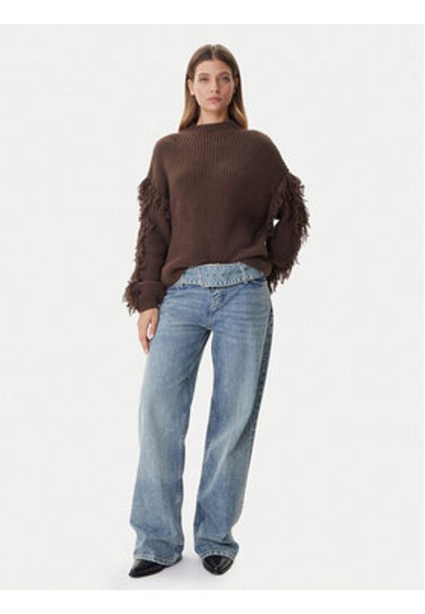 only - ONLY Sweter Molly 15363467 Brązowy Regular Fit. Kolor: brązowy. Materiał: syntetyk