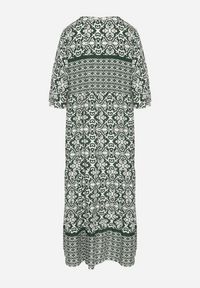 Born2be - Zielona Bawełniana Sukienka w Stylu Boho z Wiązaniem Przy Dekolcie Orradelle. Okazja: na co dzień. Kolor: zielony. Materiał: bawełna. Typ sukienki: proste. Styl: boho #7