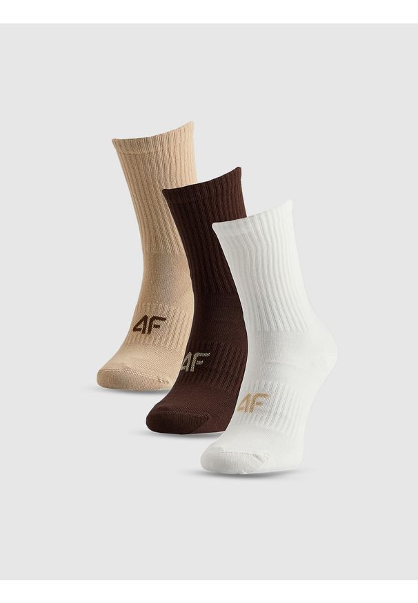 4f - 4F Skarpetki długie (3-pack) damskie - multikolor 35-38. Kolor: wielokolorowy. Materiał: dzianina, bawełna