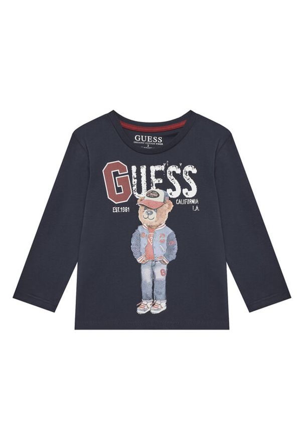 Guess Bluzka N5YI23 K8HM4 Granatowy Regular Fit. Kolor: niebieski. Materiał: bawełna