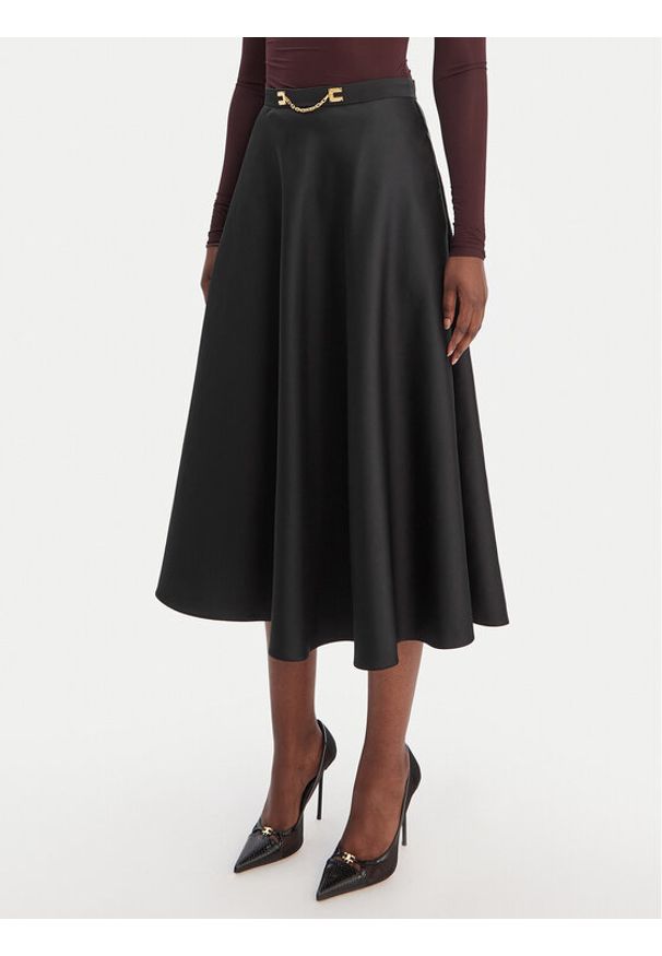 Elisabetta Franchi Spódnica midi GO-156-61E2-V320 Czarny Regular Fit. Kolor: czarny. Materiał: syntetyk