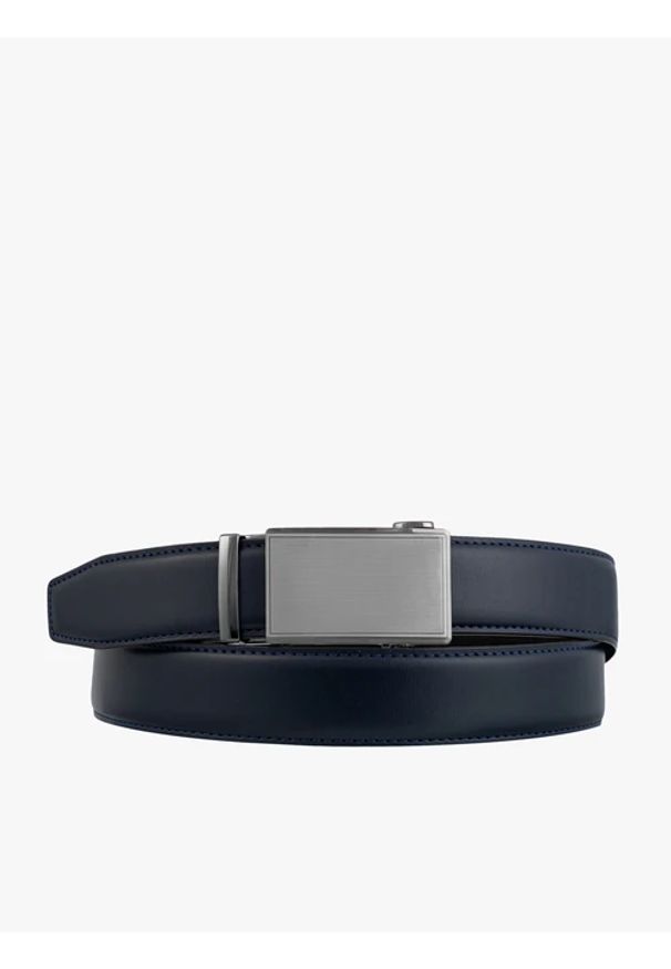 Ryłko - Granatowy pasek ze skóry licowej. Kolor: niebieski. Materiał: skóra. Styl: klasyczny, street, elegancki