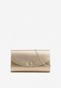 Born2be - Złota Torebka Kopertówka z Łańcuszkiem na Ramię Flevera. Kolor: złoty. Materiał: skórzane. Styl: casual. Rodzaj torebki: na ramię
