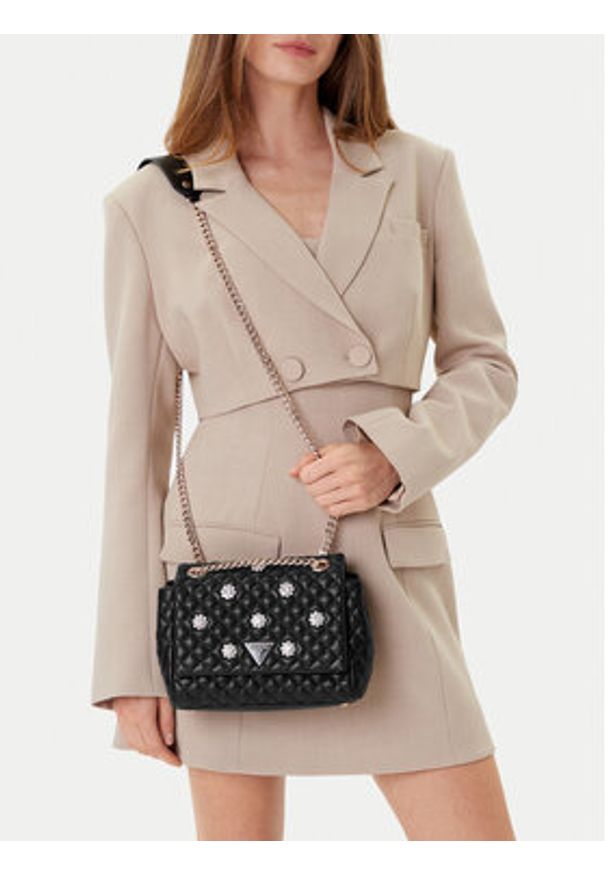Guess Torebka Everlee HWEG86 79210 Czarny. Kolor: czarny. Materiał: skórzane