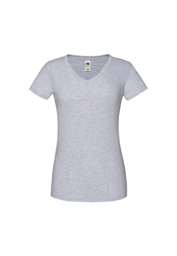 FRUIT OF THE LOOM - Koszulka Damska Iconic 150 Z Dekoltem V. Kolor: szary. Sport: turystyka piesza
