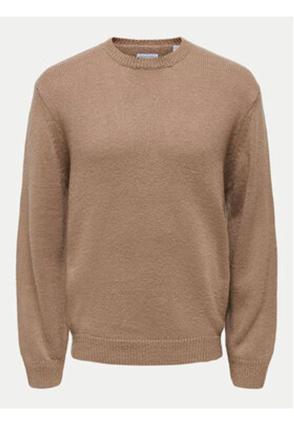 Only & Sons Sweter Anthony 22029798 Beżowy Regular Fit. Kolor: beżowy. Materiał: bawełna